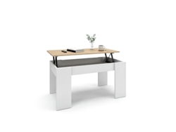 Mesa De Centro Elevable Norak Blanco Artik Roble Canadiense 90 X 43,5 X 50 Cm Duehome (Blanco Mate)