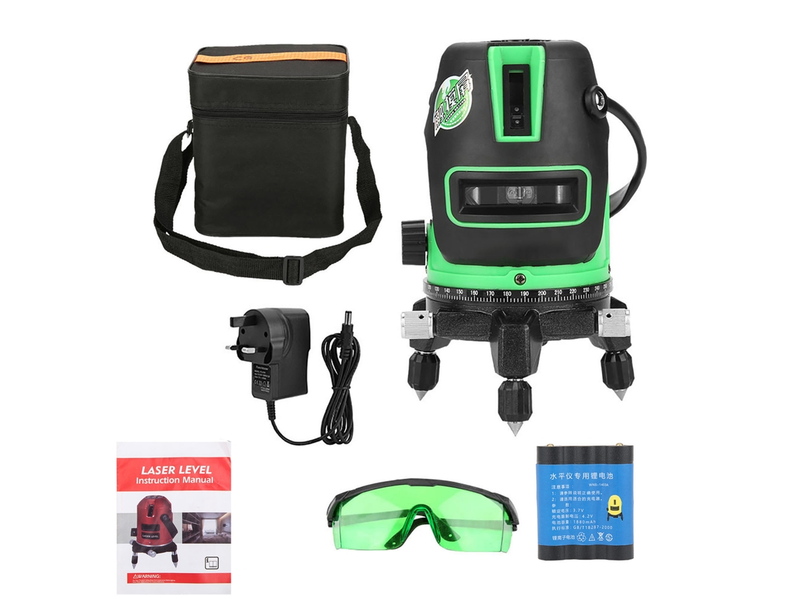 Nivel Láser Verde De 360 Grados Con Líneas Horizontales, Verticales Y Transversales, Autonivelante, 2 Líneas.
