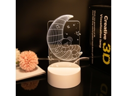 Lámpara de noche 3D con ilusión, 7 colores, interruptor táctil y alimentación USB, Siurn (Oso Lunar)