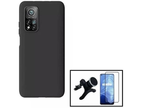 Kit Funda, Protector de Cristal Templado y Soporte Xiaomi Mi 10T Pro 5G Full Cover Negro