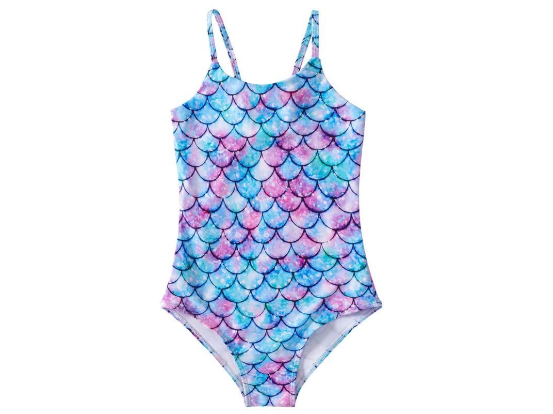 Traje de baño de una pieza Rebe para niñas y niños, disfraz de sirena, tallas de 6 a 7 años, con estampado floral y volantes.
