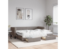 Sofá Cama Nido Con Cajones Tela Gris Taupe 80x200 Cm