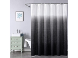 Cortina de ducha impermeable en blanco y negro con 12 ganchos de 72 x 72 pulgadas Jortmrd
