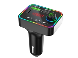 Transmisor de FM YIZHOOD F4 Bluetooth 5.0 MP3 Kit de coche manos libres inalámbricas PD Cargador de teléfono USB negro