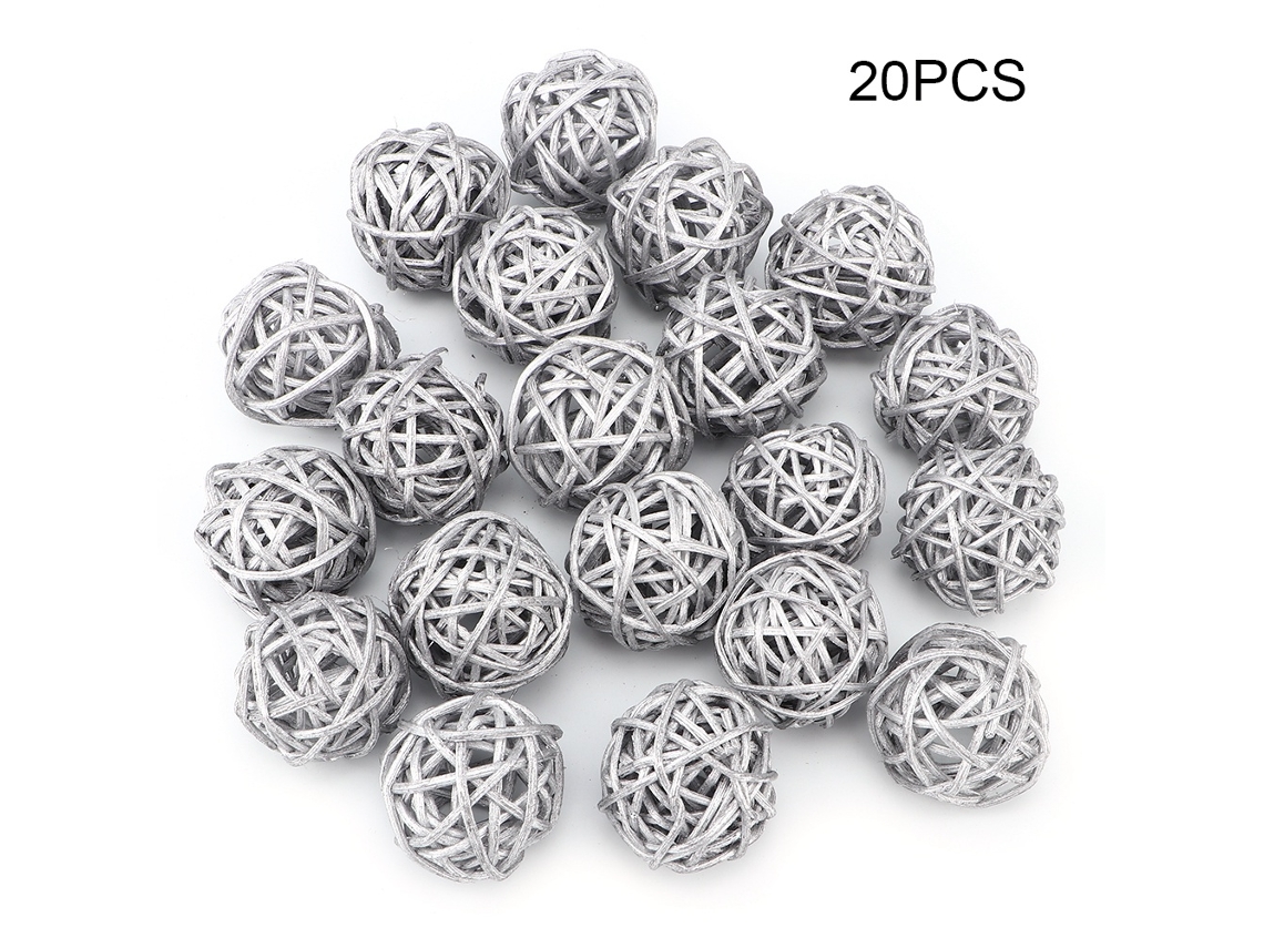 20 Bolas De Ratán Plateadas Para Decoración De Bodas, Navidad, Fiestas Y Jardines (hazlo Tú Mismo).