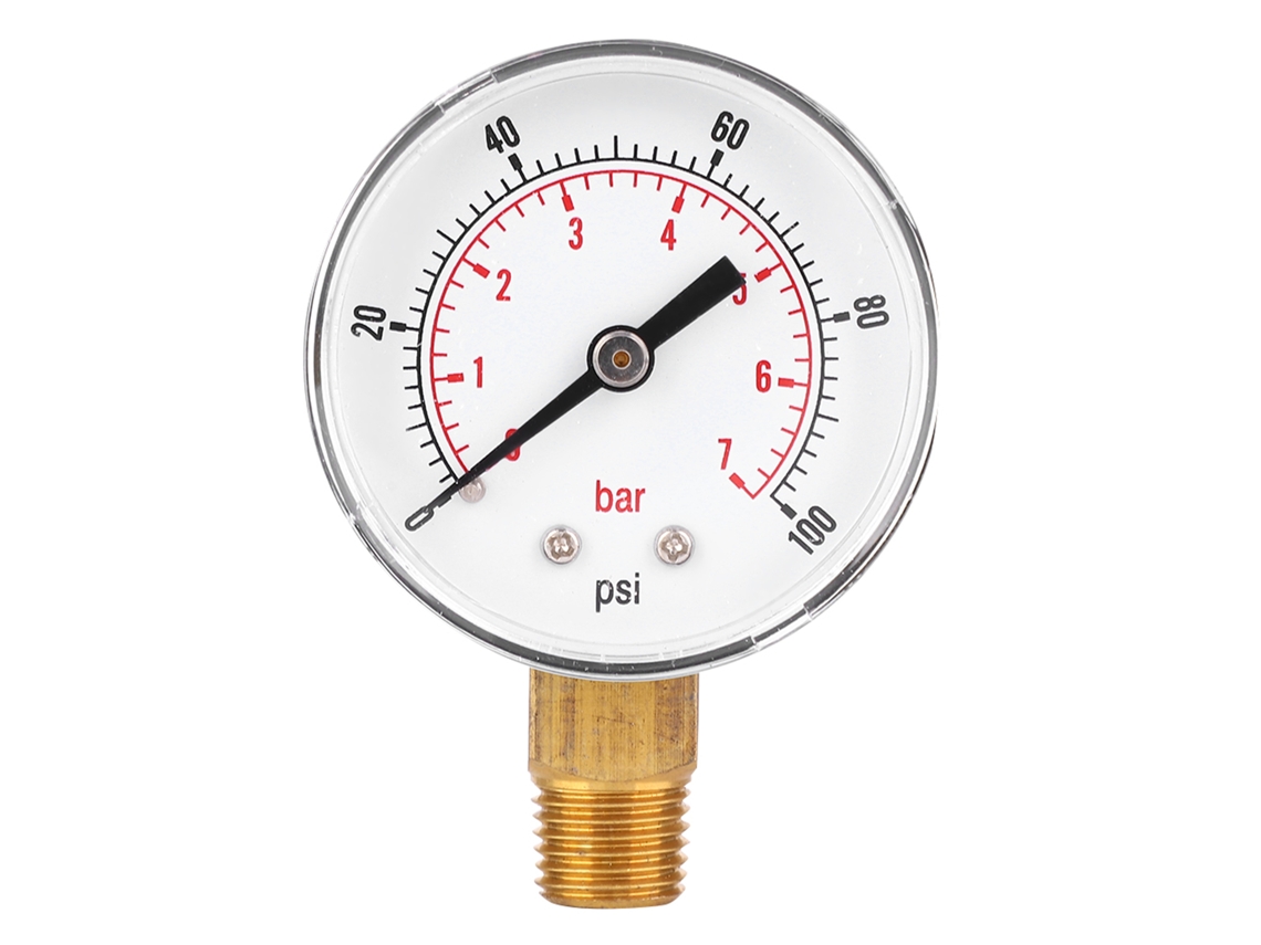 Manômetro De Pressão 50mm 1/4 Bspt Rosca De Latão Para Combustível Ar Óleo Gás Água (0-100psi 0-7bar)