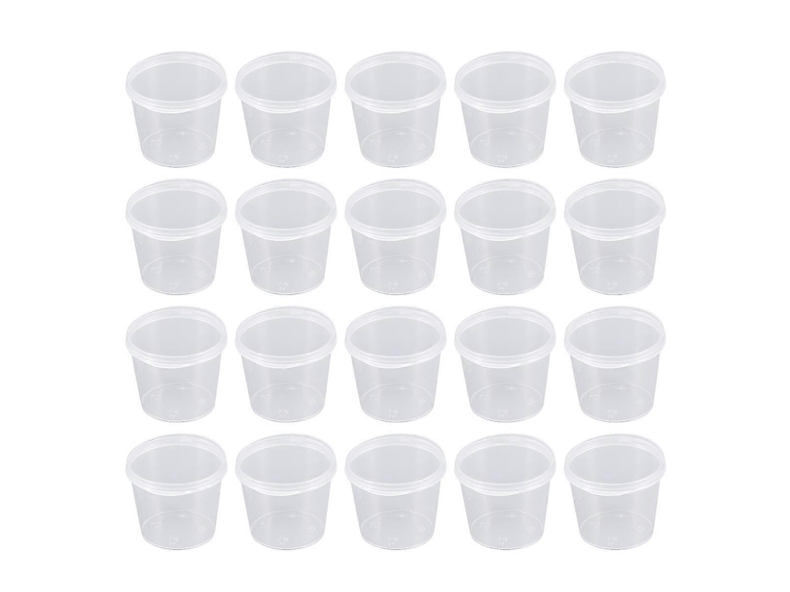 50 Vasos Plásticos Mini Con Tapa Contenedores Desechables Transparentes Para Condimentos Postres Snacks Material Pp