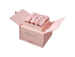 Caja De Regalo De Lujo Para Pintalabios Con Cajón Y Diseño De Doble Puerta Con Flor Inmortal Para Joyas.