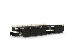 Maison Exclusive - Juego de comedor de jardín de 21 piezas con cojines de mimbre, negro