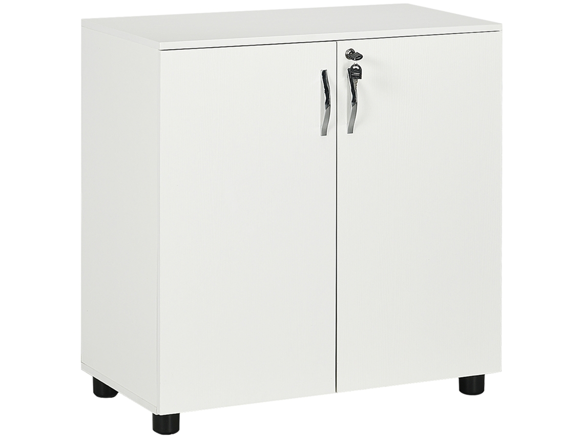 Archivador 2 Puertas 2 Estantes Cerradura Aluminio Blanco 80x40x80