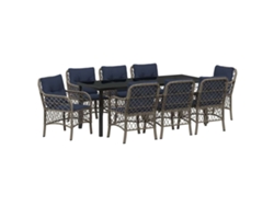 Maison Exclusive - Conjunto De Comedor De Jardín 9 Pcs Gris Y Negro Ratán