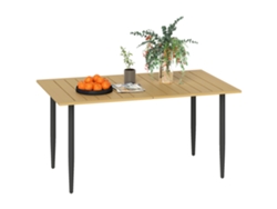 Mesa de jardín de acero con orificio para sombrilla, 150 x 90 cm.