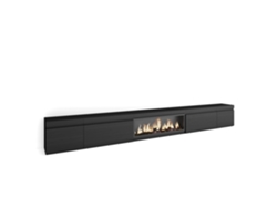 Mueble TV, Televisión, 368x35x45, Chimenea eléctrica XXL, Negro SKRAUT HOME
