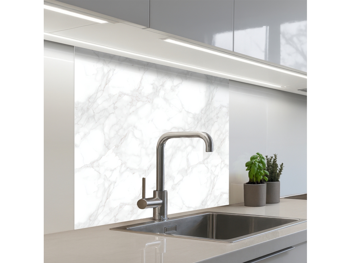 Salpicaderos De Cocina Minimalista - Blanco - Vetas Grises 80x80 Cm