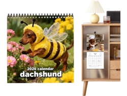 Calendario 2026 - Planificador De Pared Semanal Y Mensual Con Diseño De Perros Salchicha Para Vacaciones