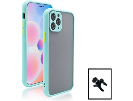 Kit Funda Anti-Choque Cámara Protection y Soporte Magnético Reforzado de Coche Apple iPhone 13 Pro Max PHONECARE Azul Claro