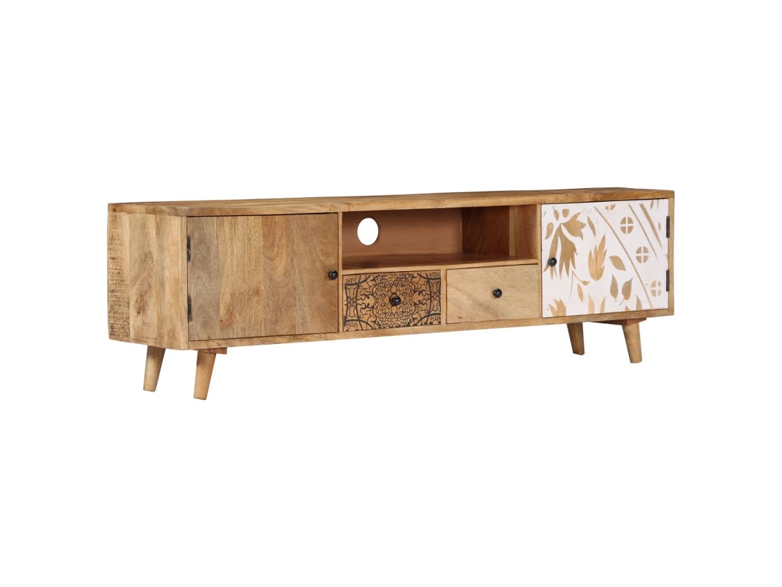 Mueble de Armario Tv 140X30X40 Cm Madera de Mango Maciza
