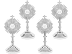Juego 4 Cruces Metal Plateado Decoración Interior Católica Aleación Detalles Refinados Adorno Culto Hogar Base