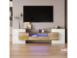 Mueble Tv De Madera De 2m Con 2 Cajones Y 2 Estantes Abiertos - Blanco