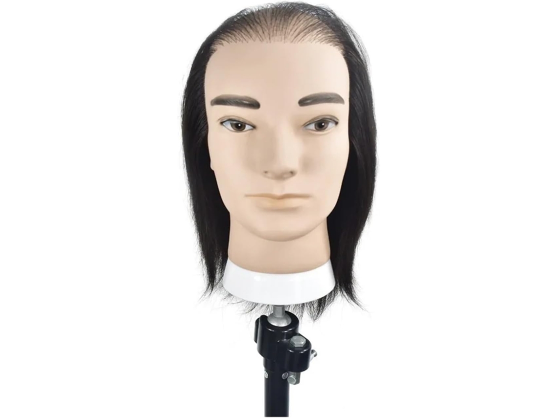 Cabeza De Enseñanza De Cabello Humano Negro Para Hombres, 20 Cm, Cabeza Calva Falsa, Reparación