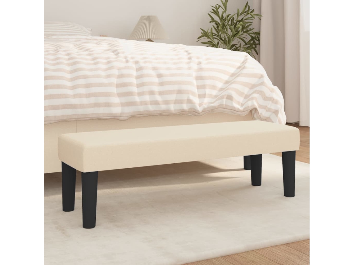 LOVELY HOME Taburete Banco 100X30X30 Cm Tela Color Crema