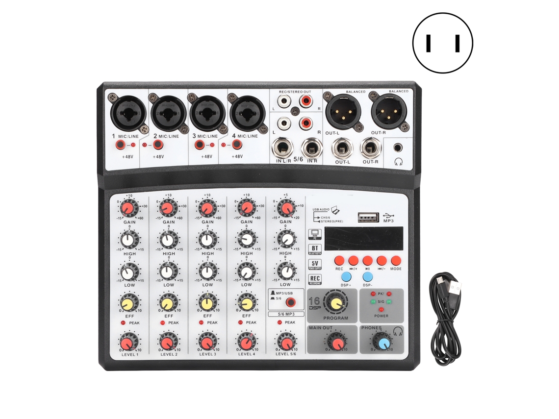 Mezclador De Audio Consola Digital Profesional De 6 Canales Para Grabación Estéreo De Karaoke En Vivo