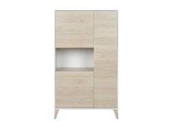 Aparador Modulo Alto 3 Puertas DKIT Ness (Blanco/Natural - 135x81x43 cm)