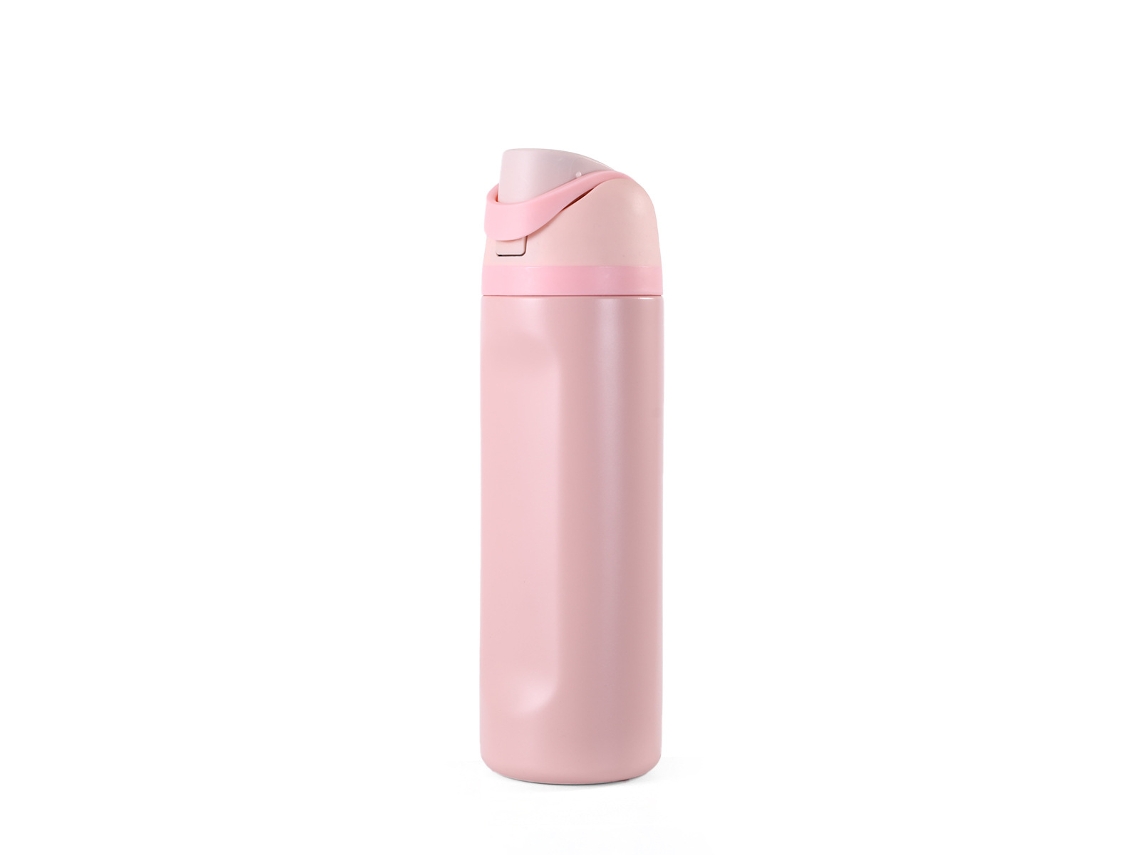 Vaso térmico Siurn con tapa elástica, revestimiento de acero inoxidable, 24 oz (rosa)
