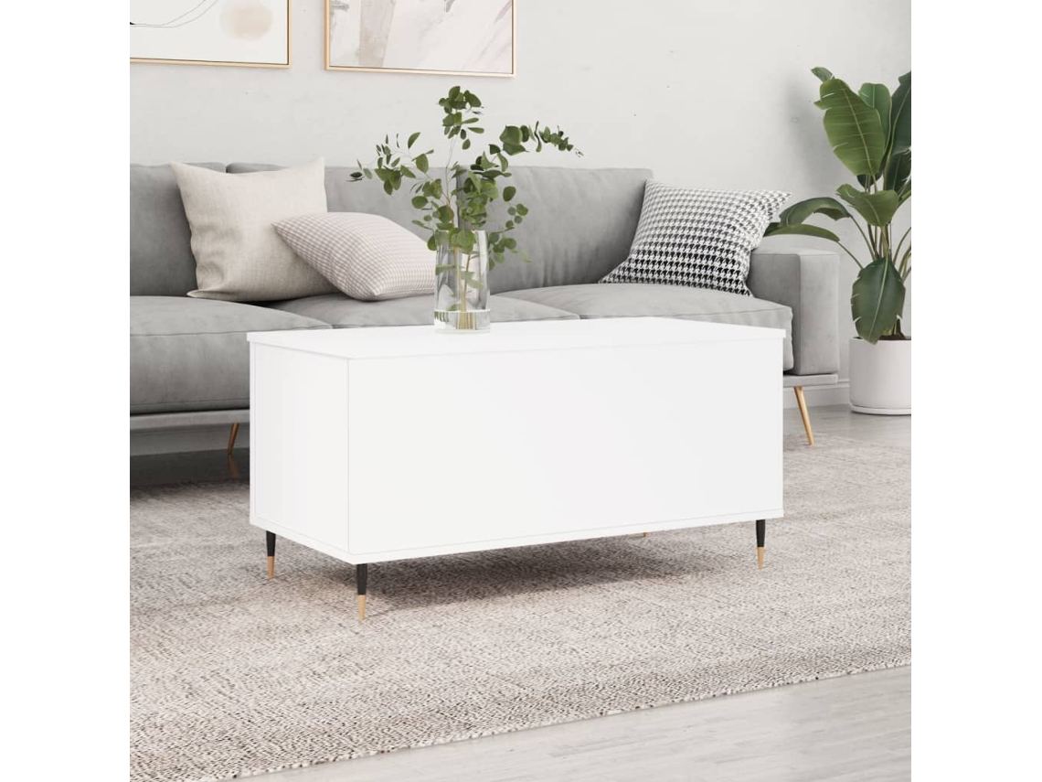 Mesa De Centro Madera Contrachapada Blanco 90x44,5x45 Cm