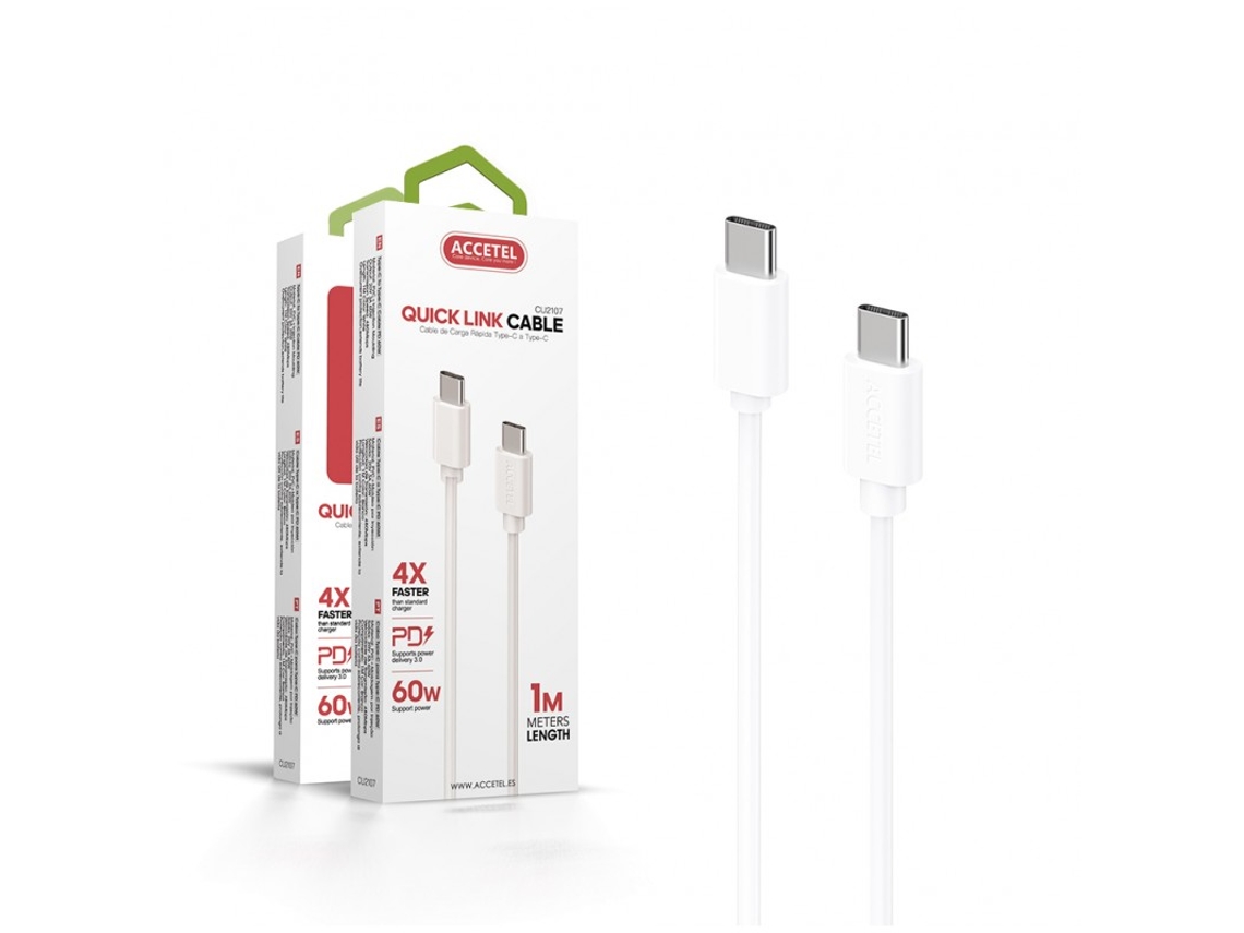Cable PD Type-C CU-2107 4x Velocidade de Carga 1M. 3A 60W Power Delivery 3.0 para Samsung Galaxy A26 5G Blanco