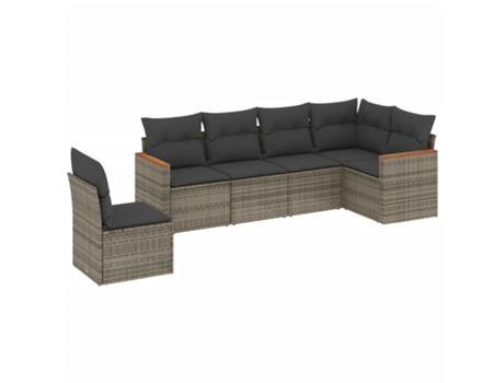 Conjunto 6 de muebles de jardín VIDAXL y cojines ratán sintético gris