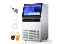 Máquina de hielo comercial Vevor de 130 lb/24 h con capacidad de almacenamiento de 33 lb para bares y restaurantes