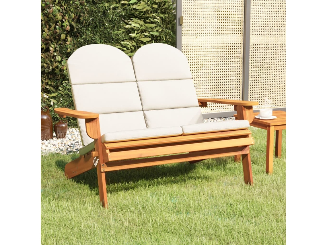 Banco De Jardín | Banco Exterior Adirondack Con Cojines Madera De Acacia 126 Cm
