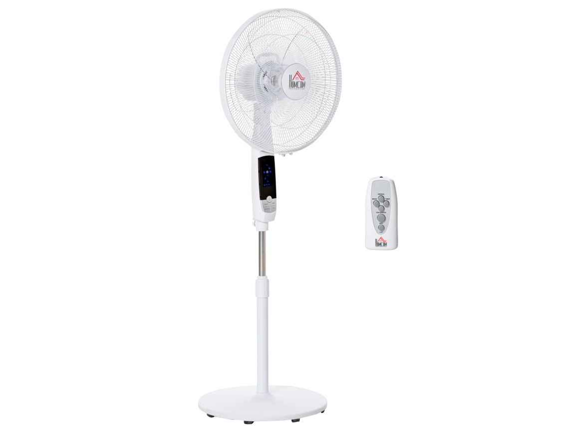 Ventilador Pedestal 3 Velocidades 3 Modos Mando 45x42x118-138 Cm Blanco
