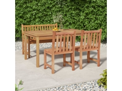 Juego de comedor de jardín de 4 piezas en madera maciza de teca DKD Home Decor