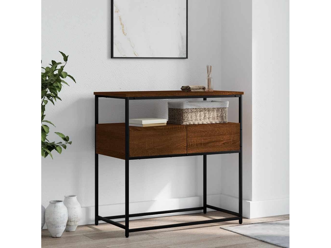 Mesa Consola | Mesa De Entrada | Mesa De Apoyo Madera De Ingeniería Marrón Roble 75x40x75 Cm