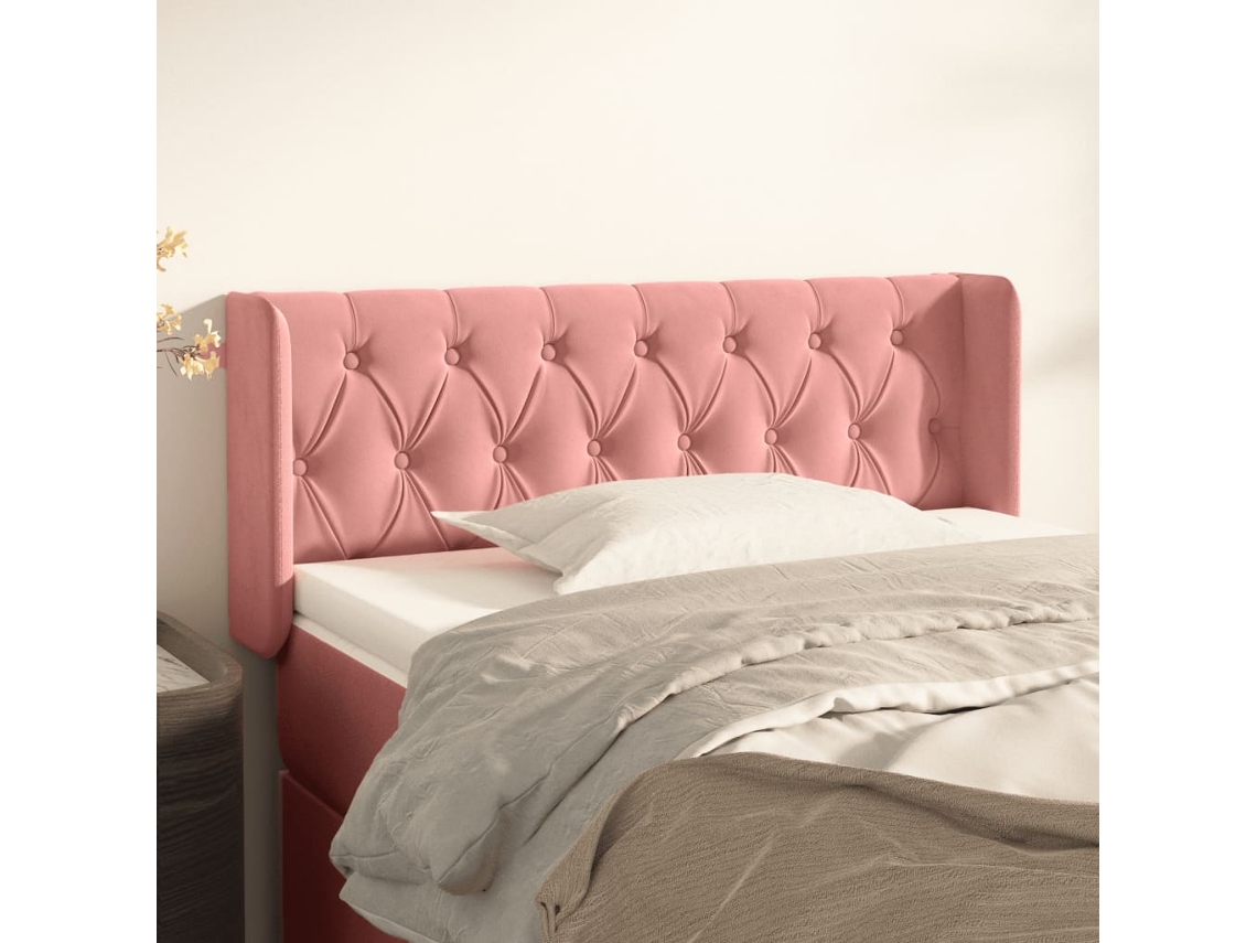 Cabecero De Terciopelo Rosa 93x16x78/88 Cm