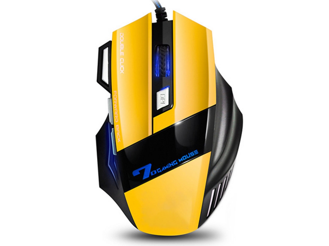 MEOIRUERY Ratón Óptico LED USB con DPI Ajustable y 7 Botones para Juegos en PC y MAC