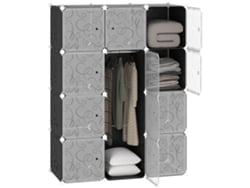 Zapatero modular, blanco y negro, 111x47x145cm, plástico, práctico y económico para la entrada.