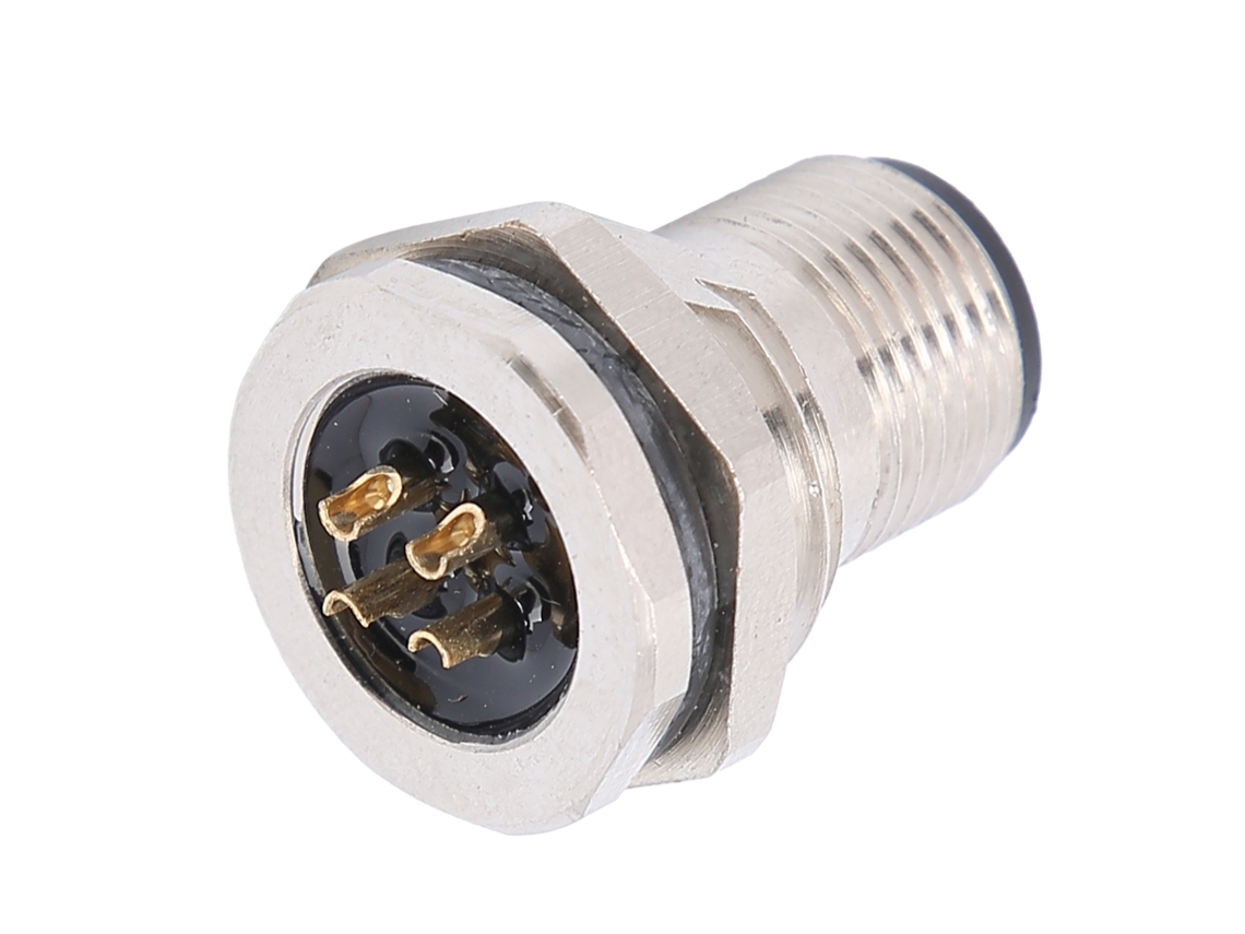 Conector Trasero De Montaje En Panel De 4 Pines Resistente Al Agua M12fp4 De Latón Ip67 Iec 61076-2-101