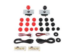 Kit Diy De Jogo Arcade 2 Jogadores Com Controle Usb Botões Vermelho Preto 30 Cassetes