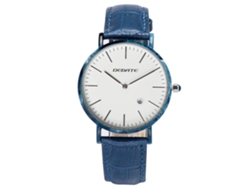 Reloj De Pulsera Analógico De Cuarzo Para Hombre Con Correa De Pu Y Esfera Redonda (blanco Y Azul)