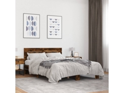 Estructura Cama Madera Ingeniería Metal Roble Ahumado 140x200cm