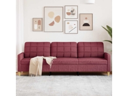 Sofá De 3 Plazas | Sofá De Salón | Sofá De Descanso De Tela Rojo Tinto 210 Cm