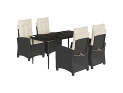 Conjunto 5 de muebles jardín VIDAXL con cojines ratán sintético negro