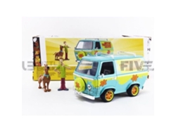 JADA Toys 1/24 Mystery Machine Scooby Doo Coche en miniatura coleccionable con figuras Shaggy y Scooby Verde/Amarillo -