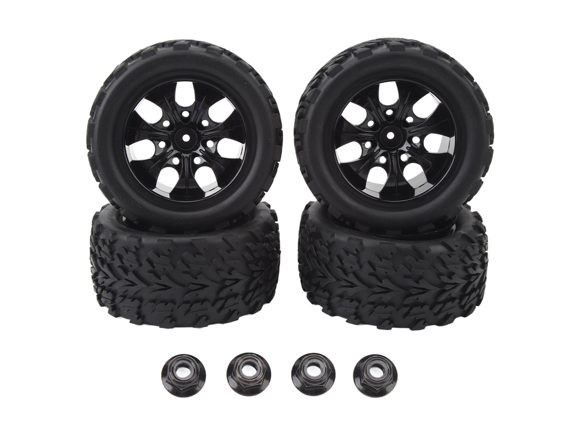 4 Neumáticos Todoterreno Rc Con Tornillos Hexagonales De 12 Mm, 7 Agujeros, De Goma Para Coches Todoterreno Rc A Escala 1/10