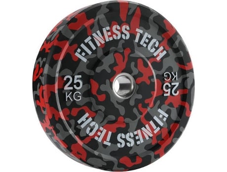 Disco de Musculación FITNESS TECH Camuflaje Rojo (25 kg)
