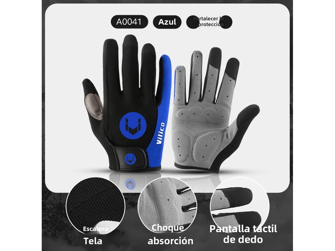 (azul M) Guantes Largos De Ciclismo Para Hombre, Antideslizantes, Resistentes Al Desgaste, Amortiguadores Y Transpirables.