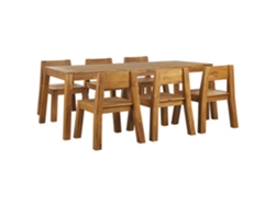 Conjunto de jardín de madera de acacia mesa y sillas BELIANI Livorno